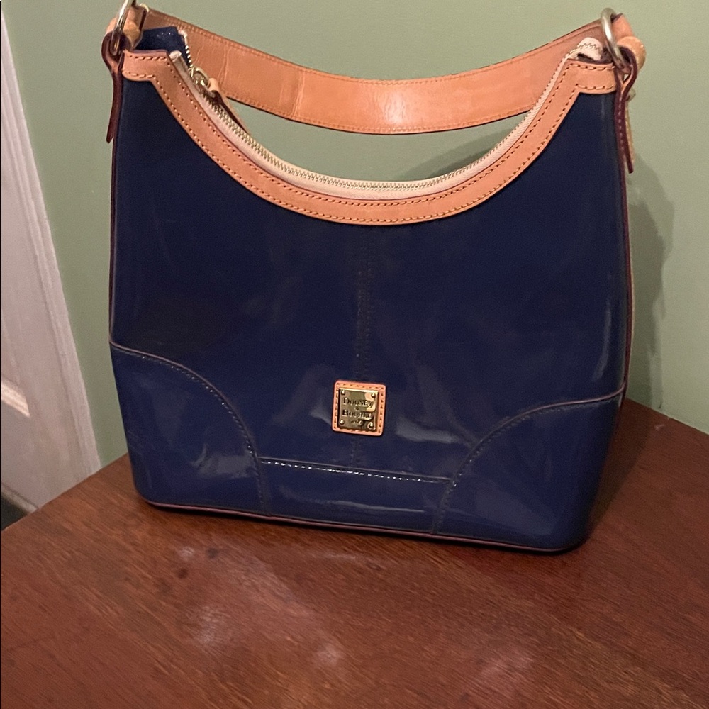 Dooney & Bourke Blue and Tan Leather Shoulder Bag